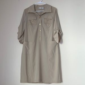 Chico's Beige Utility Shirt Dress with Gold Buttons